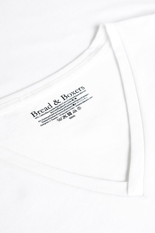 Bread & Boxers Pack of 2 white V neck elastic t-shirts blanc