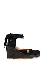 Womensecret Malvinas split leather high-wedge sandal noir