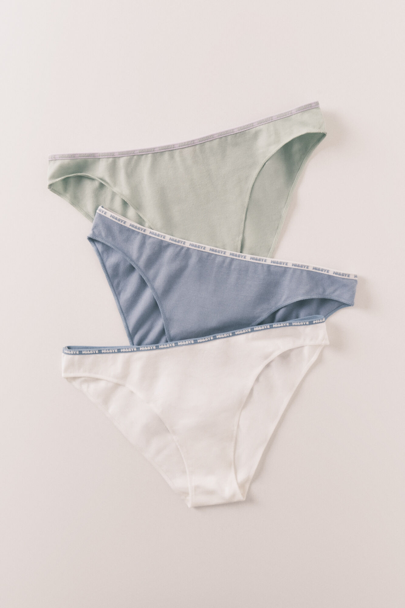 HI&BYE Green, blue and white cotton 3-pack classic panties