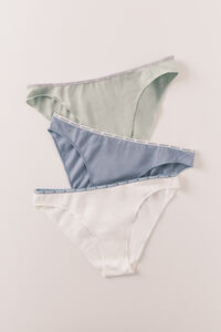 HI&BYE Green, blue and white cotton 3-pack classic panties