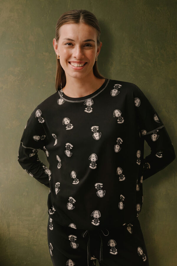 Women'secret Snoopy Halloween cotton long pyjamas black