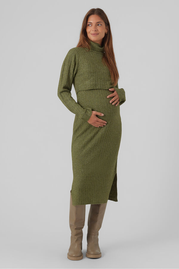 Mamalicious Maternity and breastfeeding jersey-knit dress green