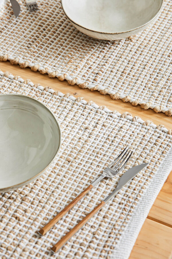 Calma House Mantel individual de yute y algod&oacute;n crudo West amarillo