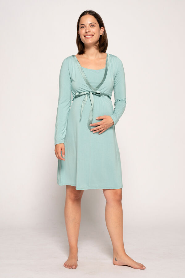 Womensecret Nursing nightgown with satin belt Blau