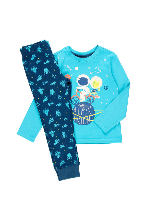 Bob&Oli Pijama com interlock de menino - org&acirc;nico azul