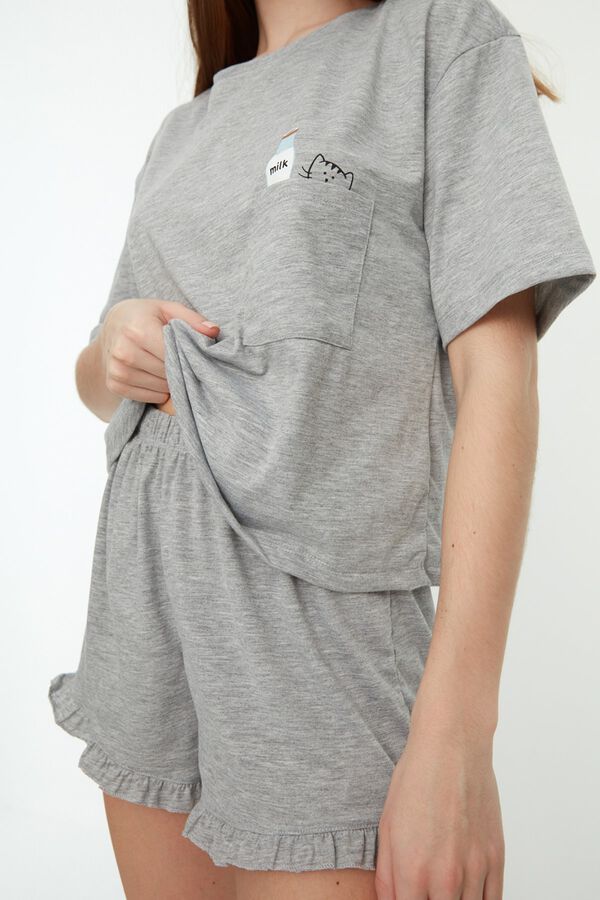 Trendyol Crew neck regular cotton pajama grey