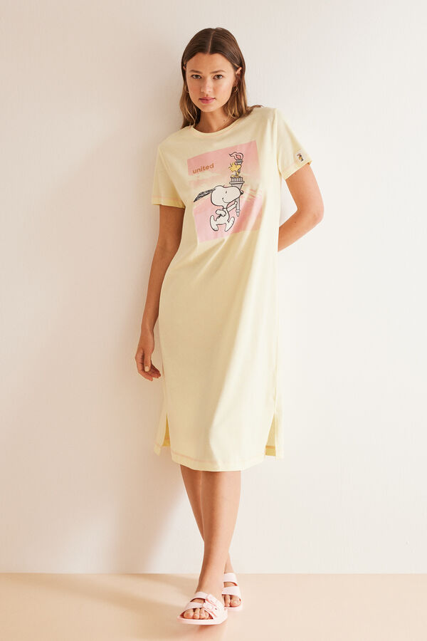 Womensecret Yellow cotton Snoopy midi nightgown Print