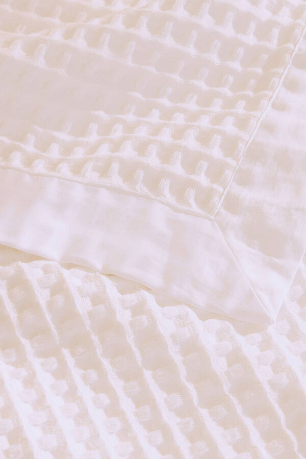 Womensecret Tagesdecke 100 % Baumwolle Wabenmuster. Bett 180-200 cm. Weiß