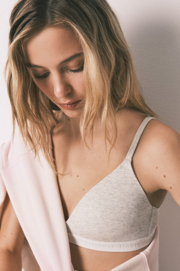 HI&BYE Grey padded triangle bra grey