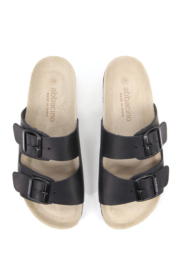 Womensecret Abbacino women's flat leather sandals Schwarz