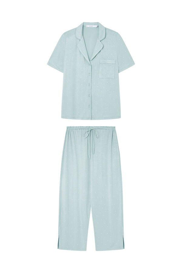 Womensecret Pyjama chemise à pois bleu Ecovero™ vert