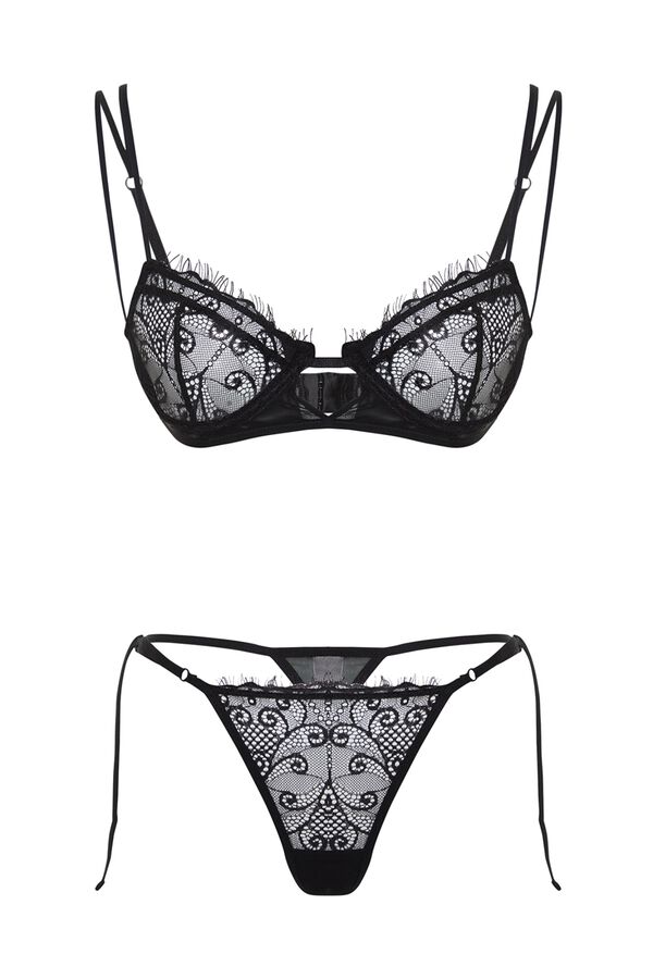 Trendyol Conjunto de lenceria encaje y  ribetes negro