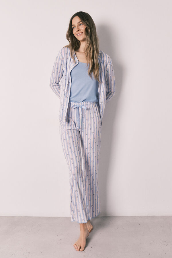 Women'secret Pyjama &agrave; rayures et haut bleu bleu