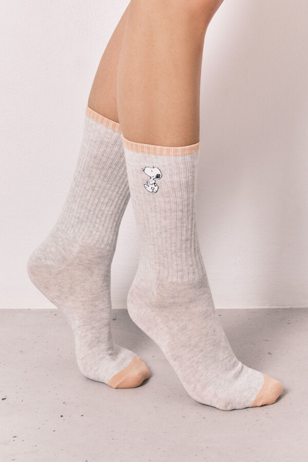 Women'secret 3 para dugih čarapa sa Snoopy printom Siva