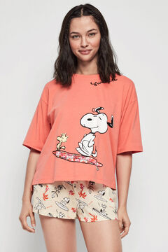 Womensecret Kurzer Pyjama Snoopy-Print Rot