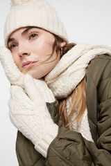 Womensecret Textured mittens with surface motif detail. Soft feel. blanc