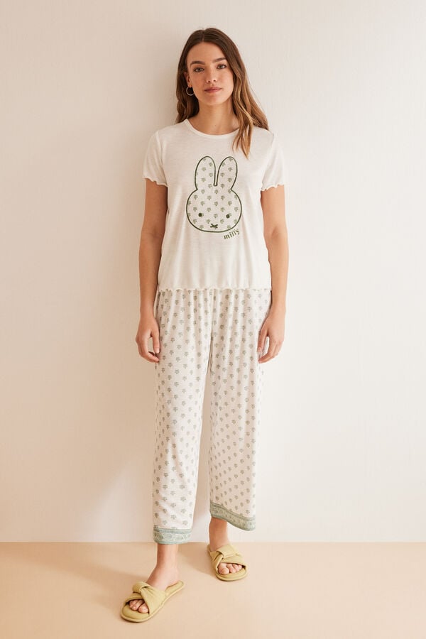 Womensecret Pyjama short imprimé Miffy vert beige