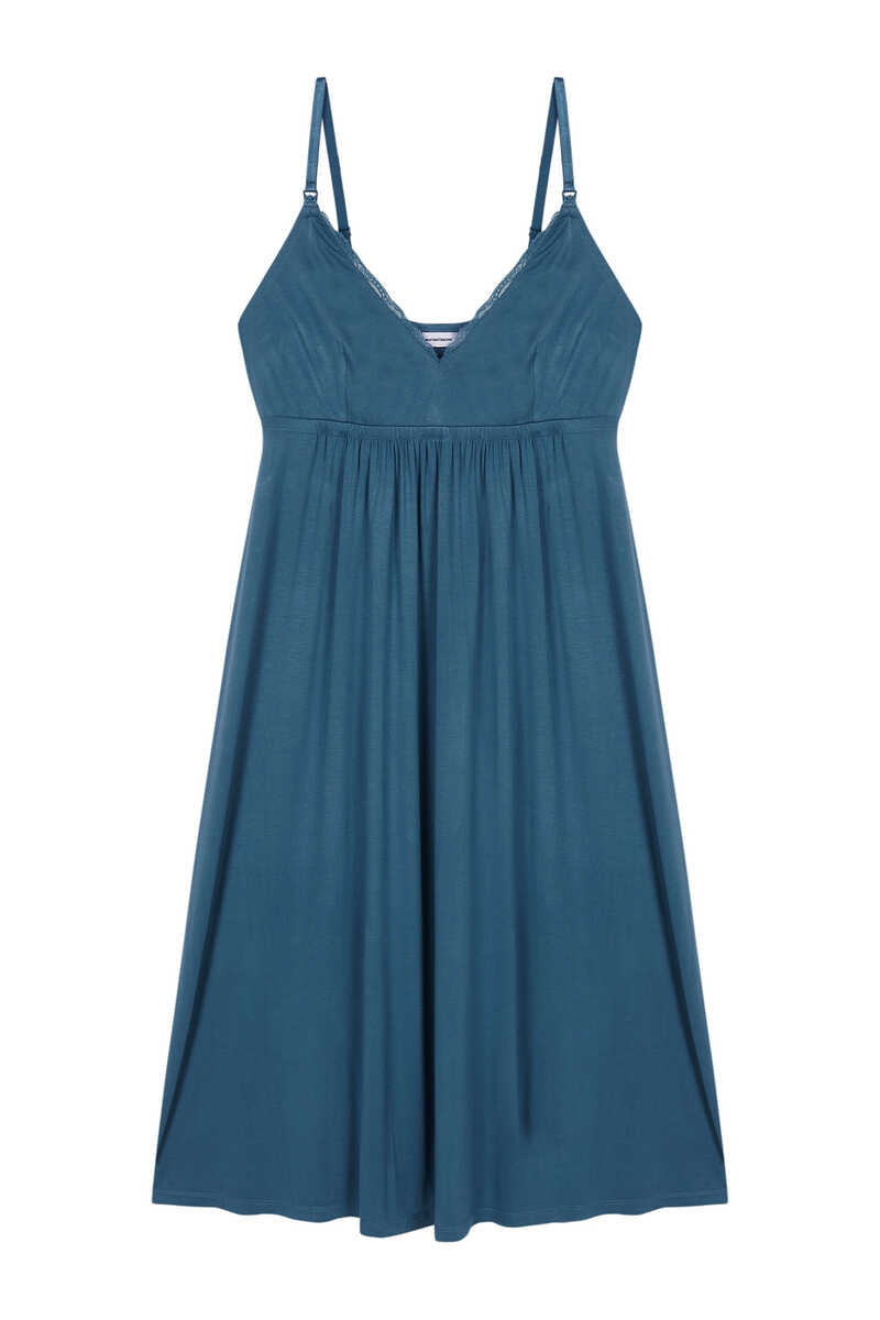 Womensecret Blue ribbed maternity nightgown blue