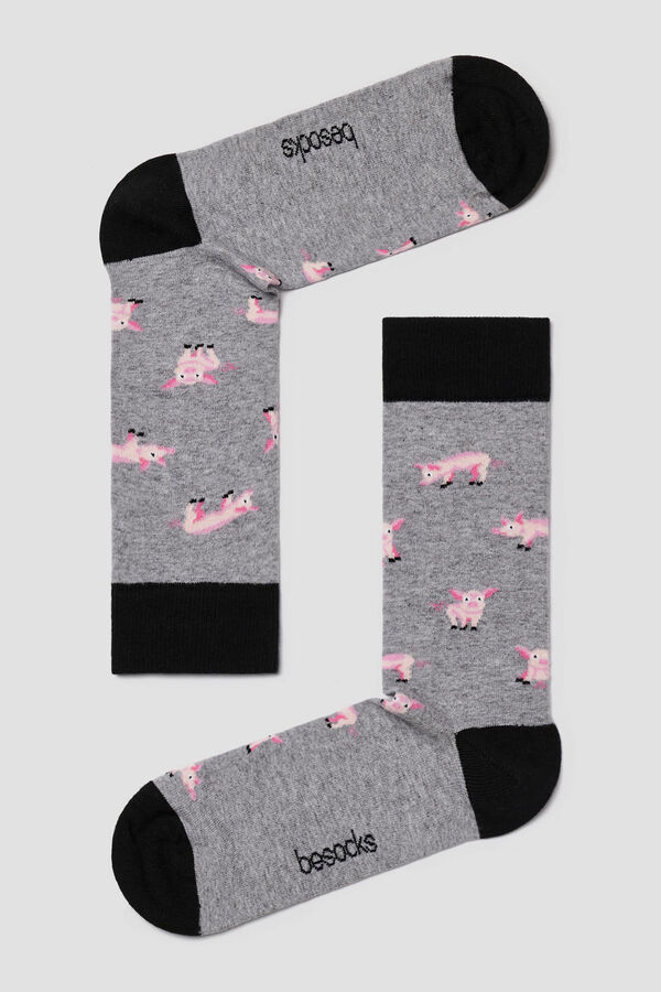 Womensecret Long grey socks in organic cotton gris