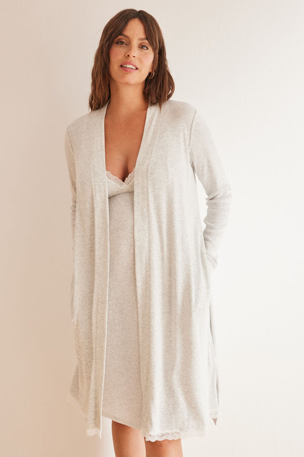 Womensecret Grey strappy Maternity nightgown in ribbed fabric grey