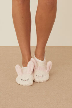 Womensecret Fluffy pink 3D bunny no-show socks pink