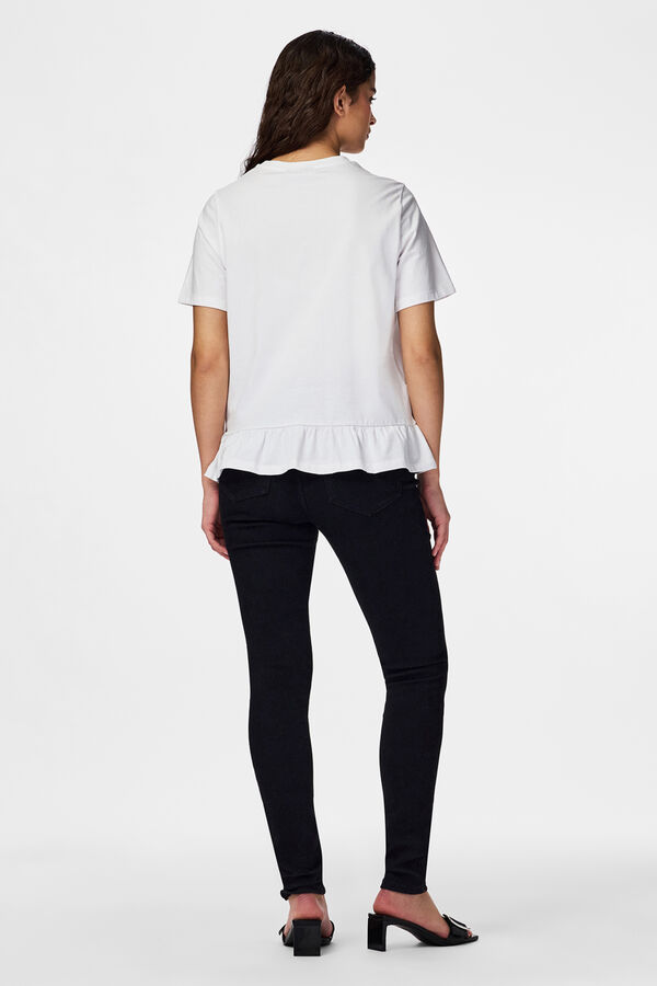 Pieces Volant-T-Shirt Wei&szlig;