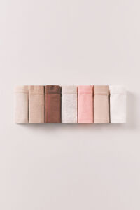 Women'secret Neutral plain cotton 7-pack Brazilian panties