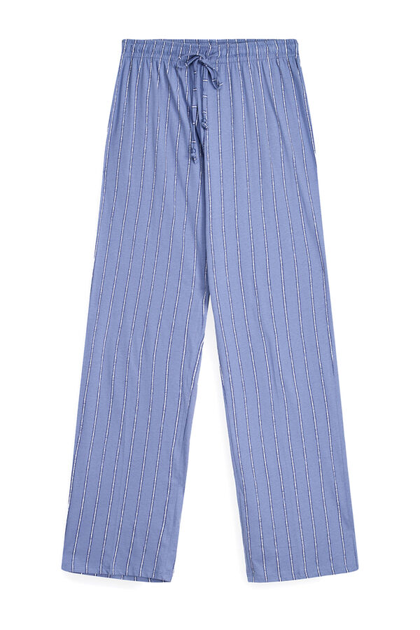 Womensecret Long striped print 100% cotton pyjama bottoms blue