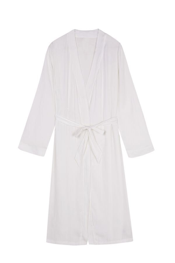 Womensecret Robe de chambre longue satin blanche beige