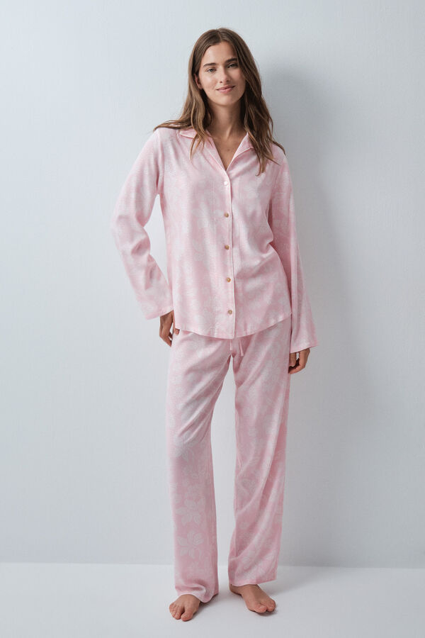 Women'secret Bicolour floral print classic long pyjamas pink