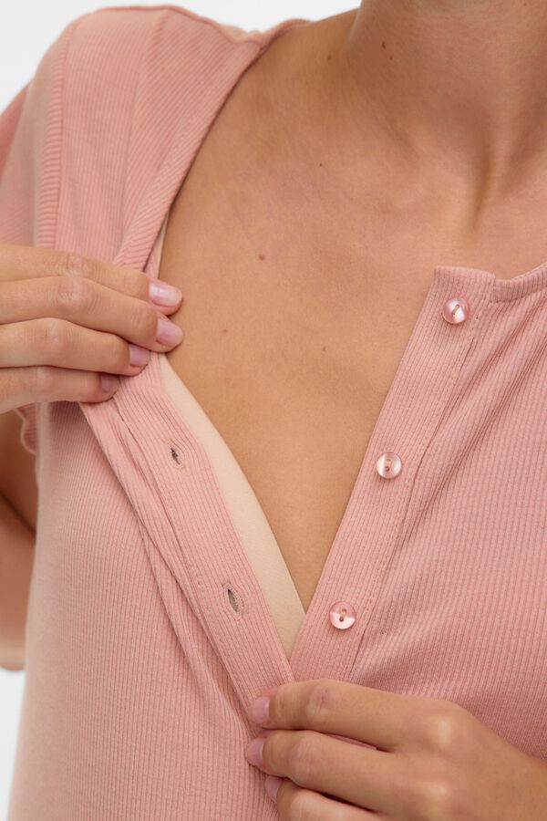 Mamalicious Short sleeve maternity and breastfeeding pyjamas pink