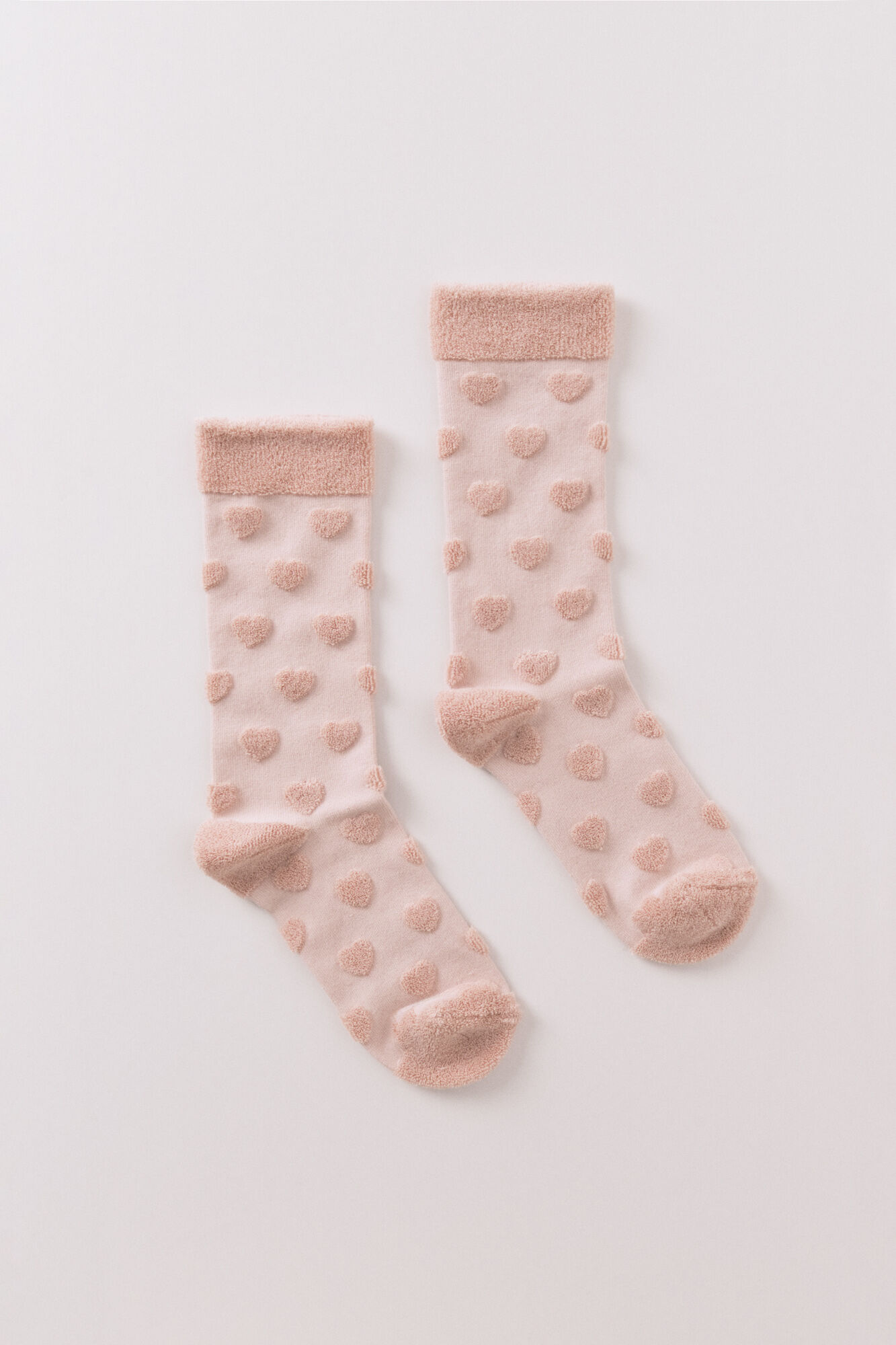 Women'secret Long grey socks with embossed hearts 