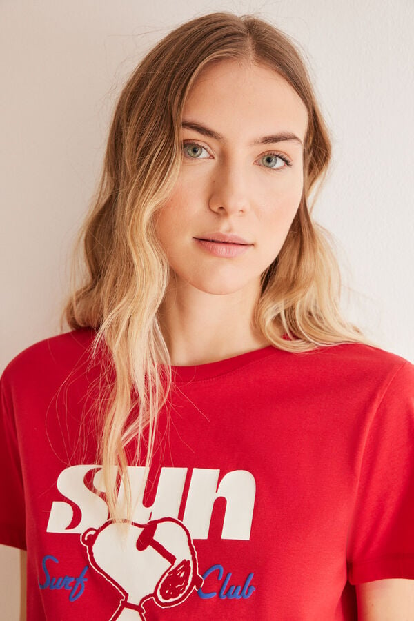 Womensecret Camiseta 100% algodón rojo Snoopy  rojo