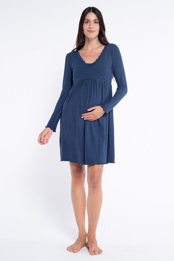 Ohma! Camis&oacute;n rib premam&aacute; con escote cruzado azul