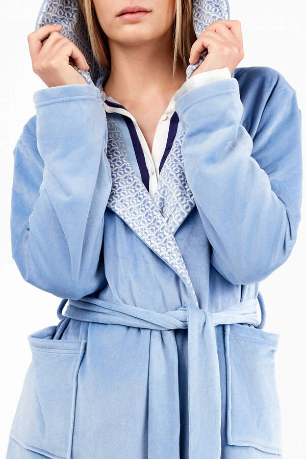 Gisela Light blue microfleece robe Plava