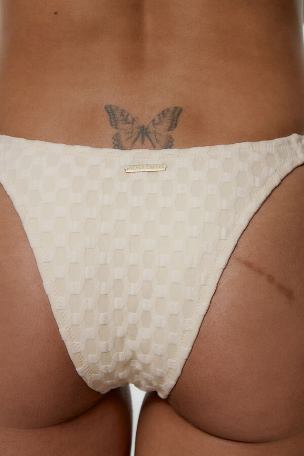 Womensecret Cream Brazilian bikini bottoms with gathered sides Bež