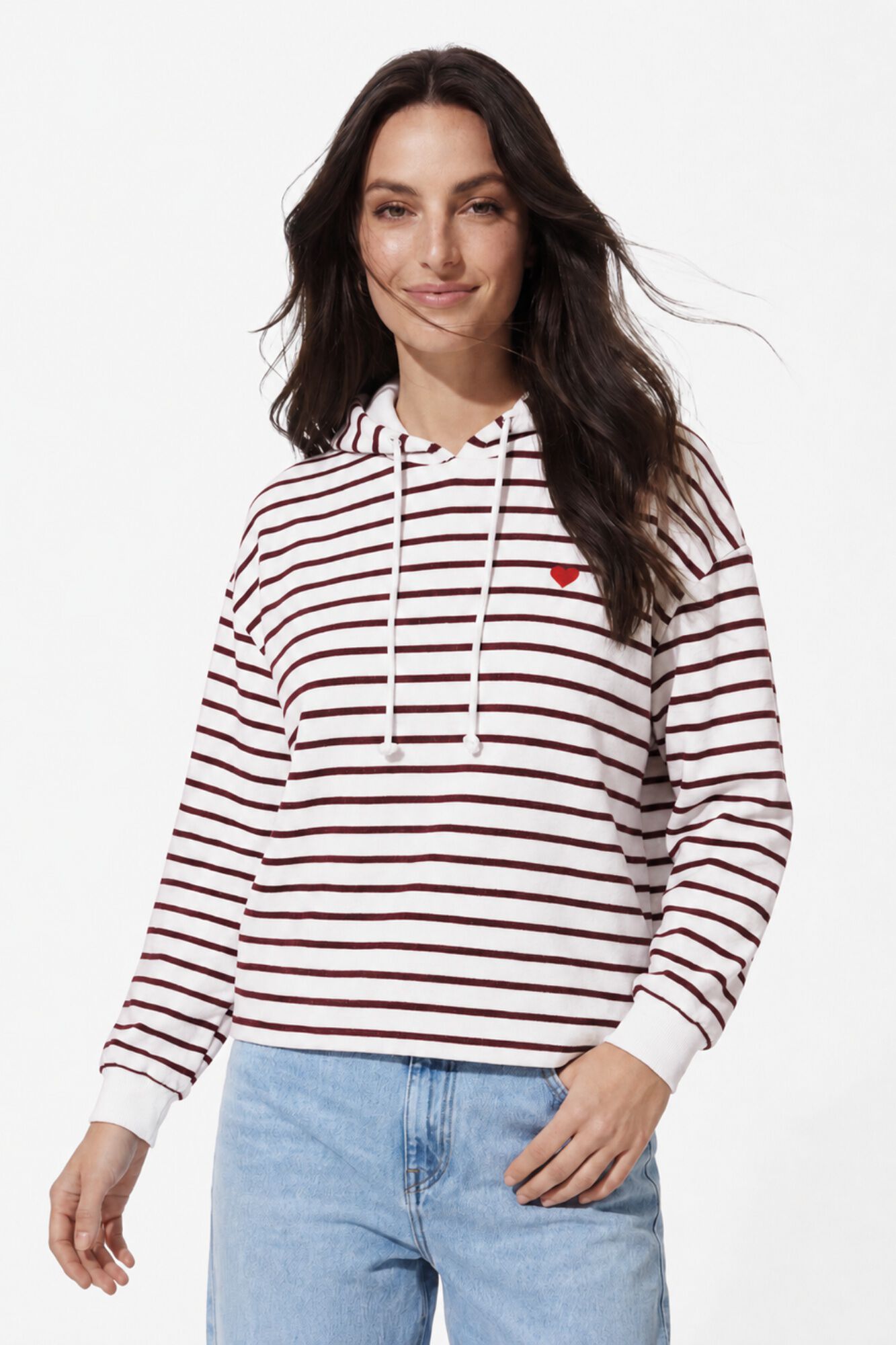 Pieces Striped embroidered sweatshirt