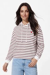 Pieces Striped embroidered sweatshirt white