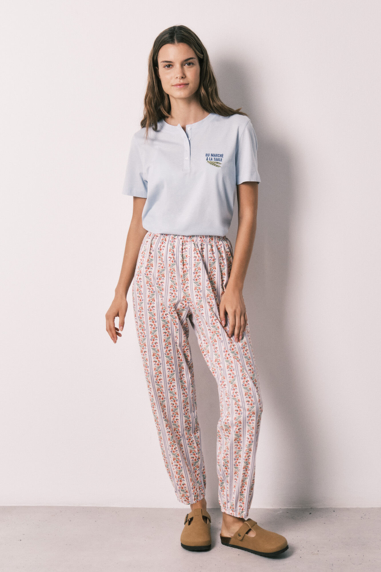 Women'secret Floral print 100% cotton carrot trousers