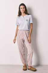 Women'secret Floral print 100% cotton carrot trousers pink