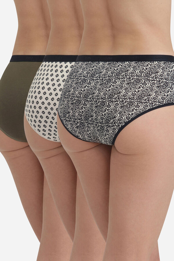 DIM Pack de 3 bragas culotte de algod&oacute;n el&aacute;stico con estampados estampado