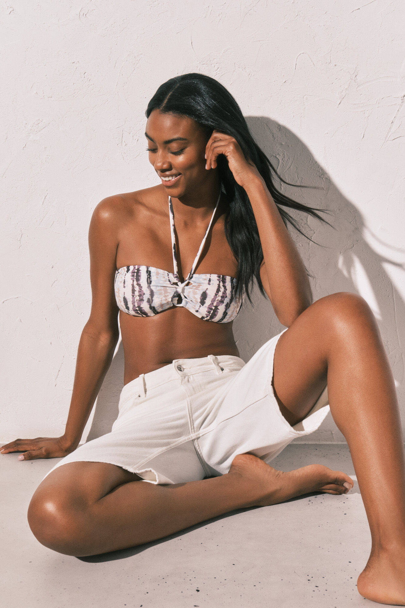 Women'secret Brown bandeau Tie Dye print bikini top