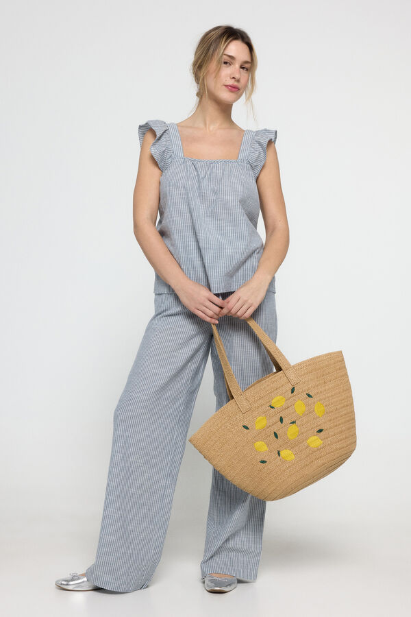 Pieces Bolso shopper de limones nude