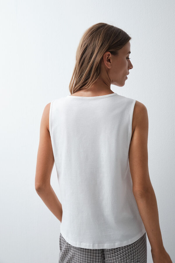 Women'secret T-shirt sans manches en coton blanc blanc
