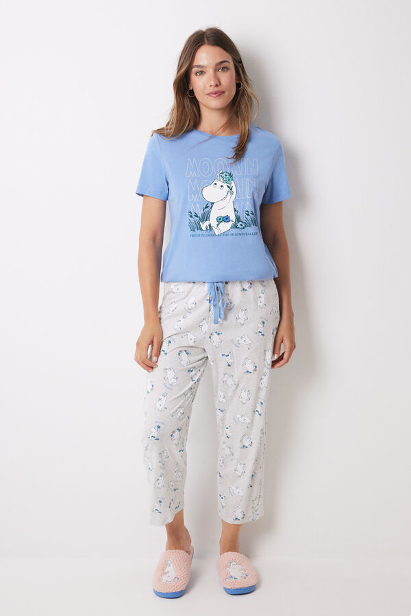 Womensecret Pijama largo Capri 100% algodón Moomin azul