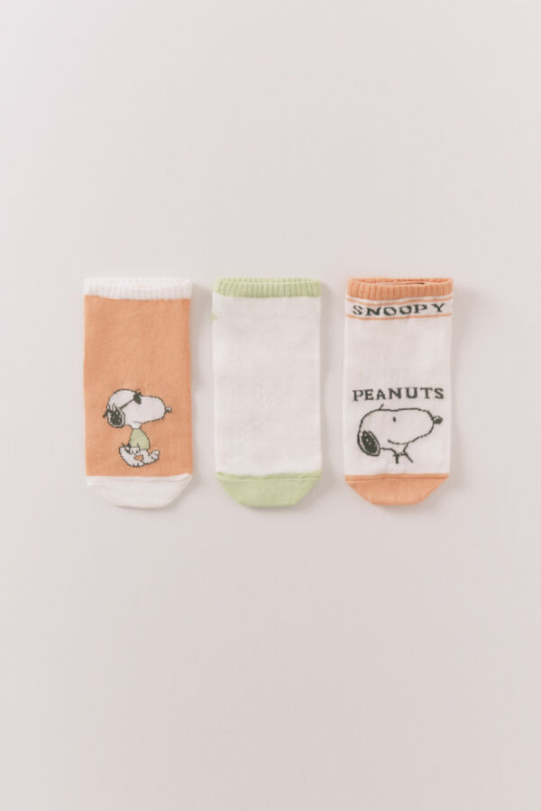 Women'secret Lot de 3 chaussettes courtes Snoopy imprimé