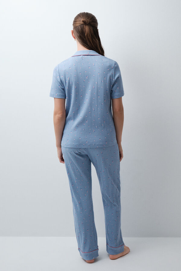 Women'secret Pyjama long chemise manches courtes multifleurs bleu
