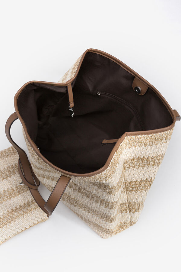 Vilanova Bolso Shopper Efecto Mimbre Bicolor beige