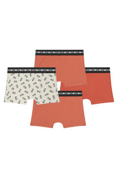 Womensecret Pack de 3 boxers de menino estampados com cintura elástica vermelho