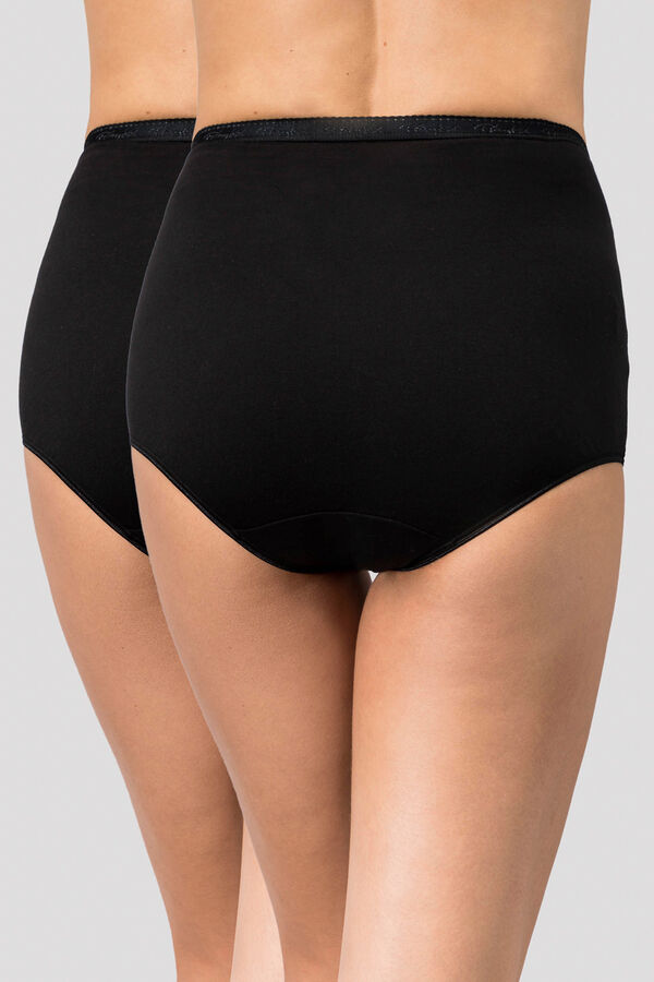 Playtex Pack de 2 bragas altas de algod&oacute;n org&aacute;nico negro